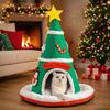 Covered Cat Bed Christmas Tree Removable Pad Large Cat Cave Bed Puppy House for Puppy Kitten Pet Indoor Home Decor Bedroom