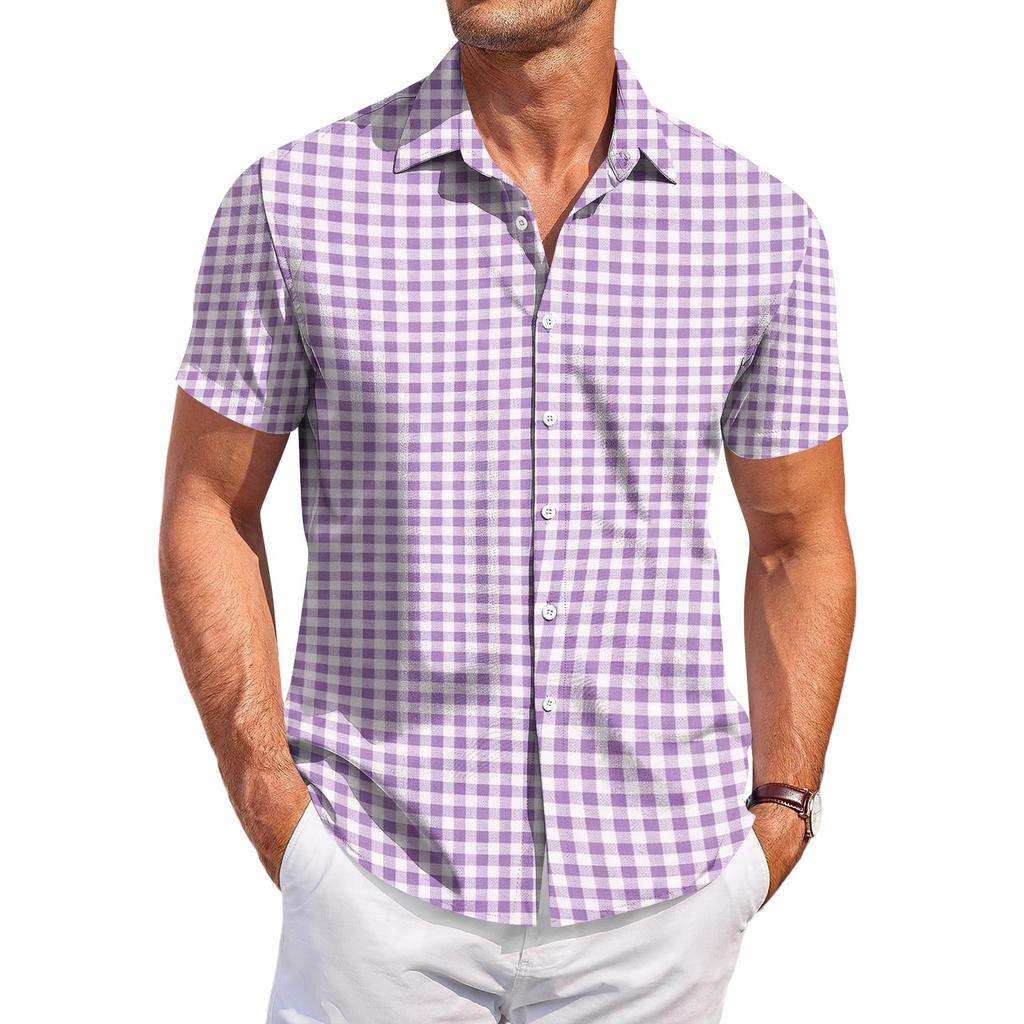 Men's Short Sleeve Casual Shirt with Festival Print, Fashion Novelty Summer Top for Parties, Vacation, Daily Wear.