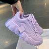 2021 New Spring Korean Pink Chunky Sneakers For Women Shoes Thick Sole Purple Platform Shoes White Leather Casual Shoes Woman
