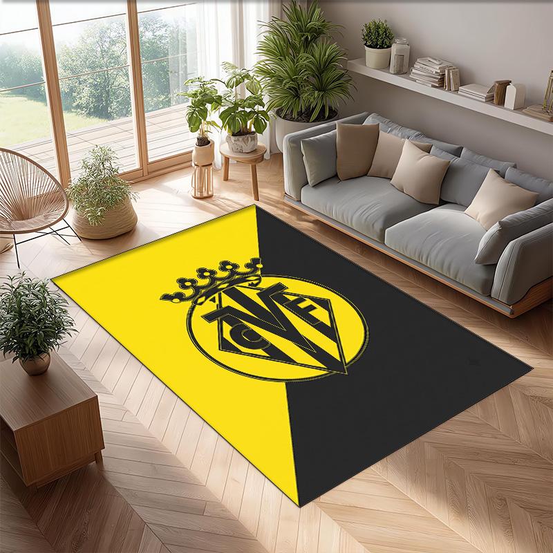 Villarreal FC Soccer Football Pattern Soft Area Rug Non Slip Indoor Floor Carpet Sports Decor Mat for Bedroom