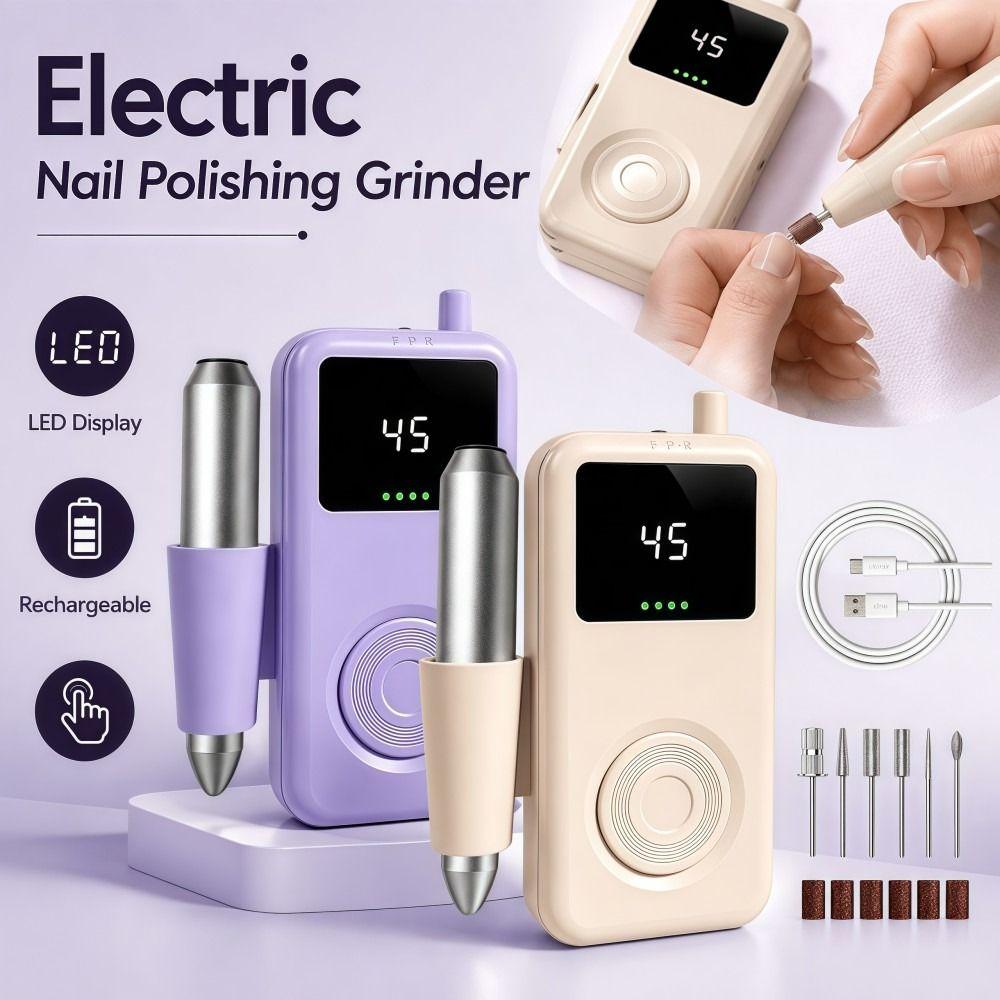 Rechargeable Electric Nail File 6 Grinding Heads Nail Grinder Nail Tools