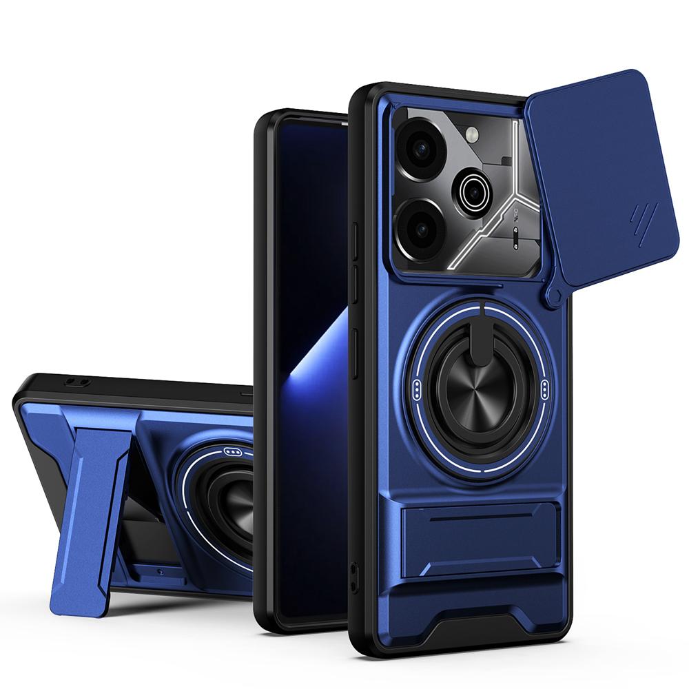 KEYSION Магнитный чехол для телефона TECNO Pova 6 6 Pro 5G Защита сдвижной крышки камеры Вертикальная подставка Кольцо Ударопрочная задняя крышка