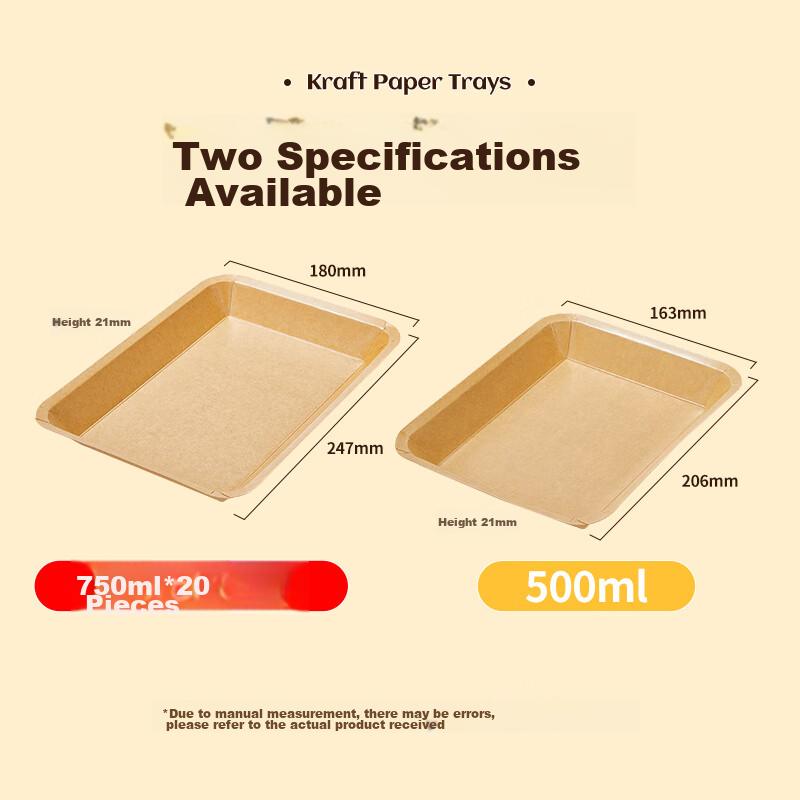 SHUANG YU Biodegradable Disposable Plates, 750ml*20 Pieces, Kraft Paper Plates for Barbecue, Dining, Snacks And Fruits