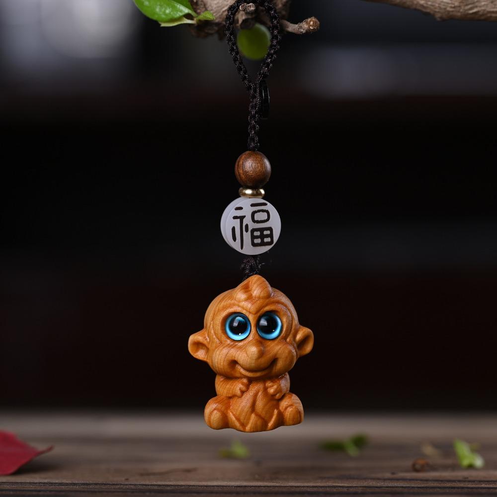 Chinese Zodiac Carving Twelve Zodiac Keychain Wooden Wood Little Animal Keychain  New Year Gift