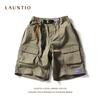 Модные повседневные мужские шорты с множеством карманов, украшенные однотонными свободными мужскими шортами