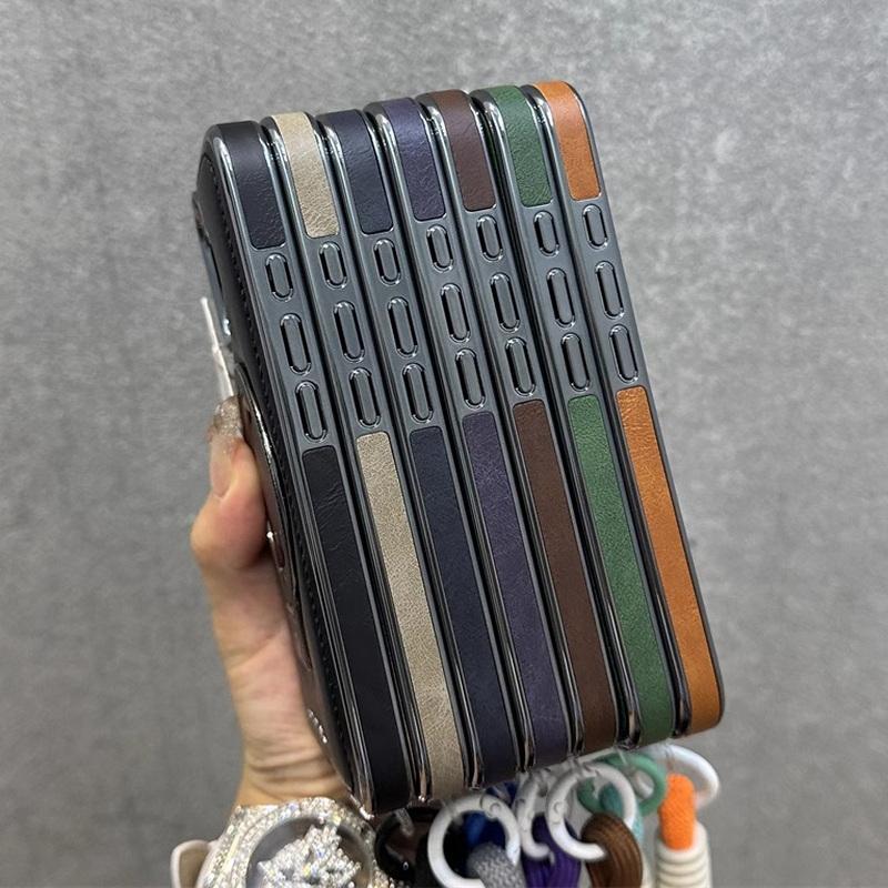 Бизнес кожаный магнитный чехол-кронштейн для iPhone 16 Pro Max 15 Pro 14 13 12 роскошный ремешок противоударный для Magsafe Stand Phone Cover