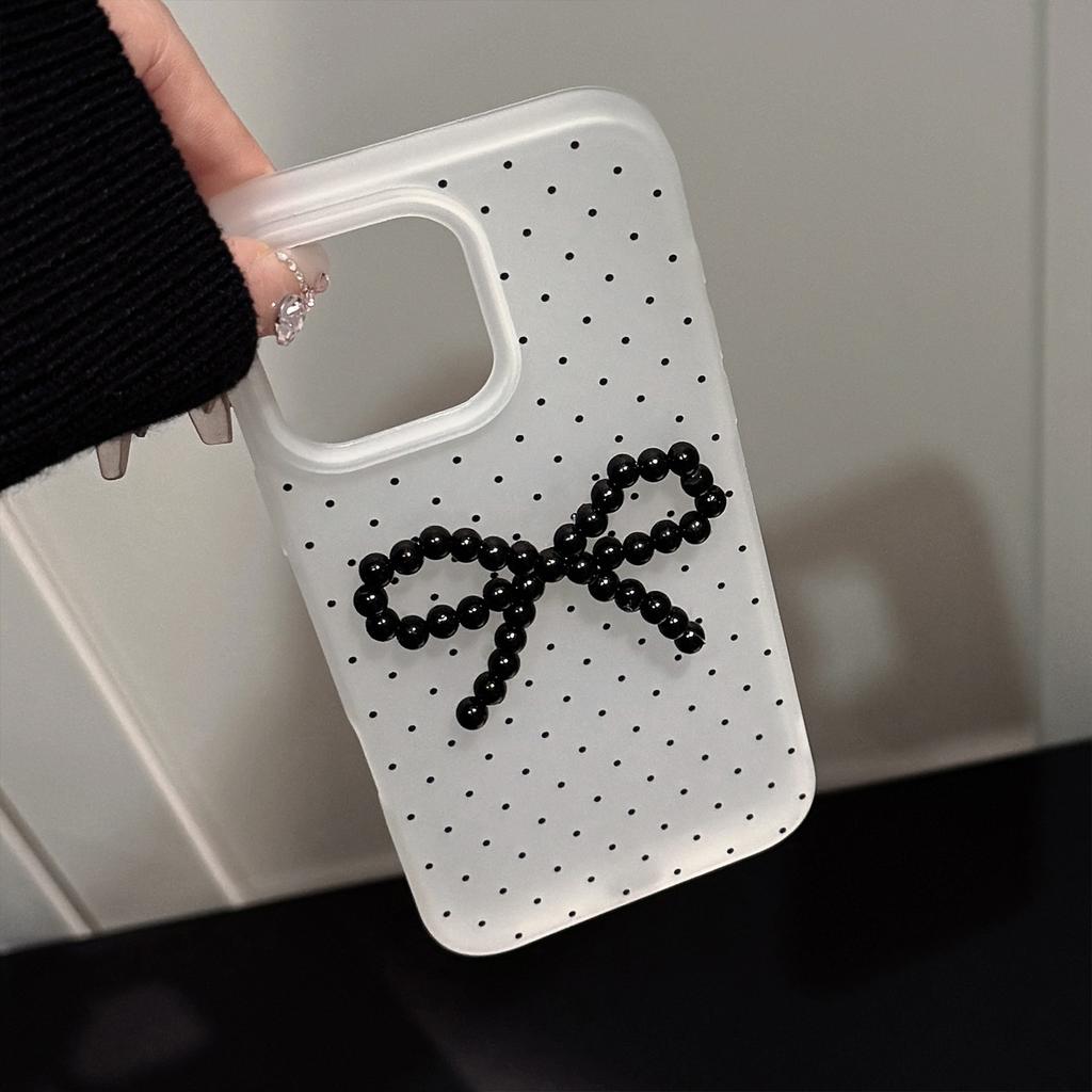 Temperament Polka Dot Bow for IPhone 17 Mobile Phone Case 15 Promax Retro Three-dimensional for Iphone 16 Frosted 13