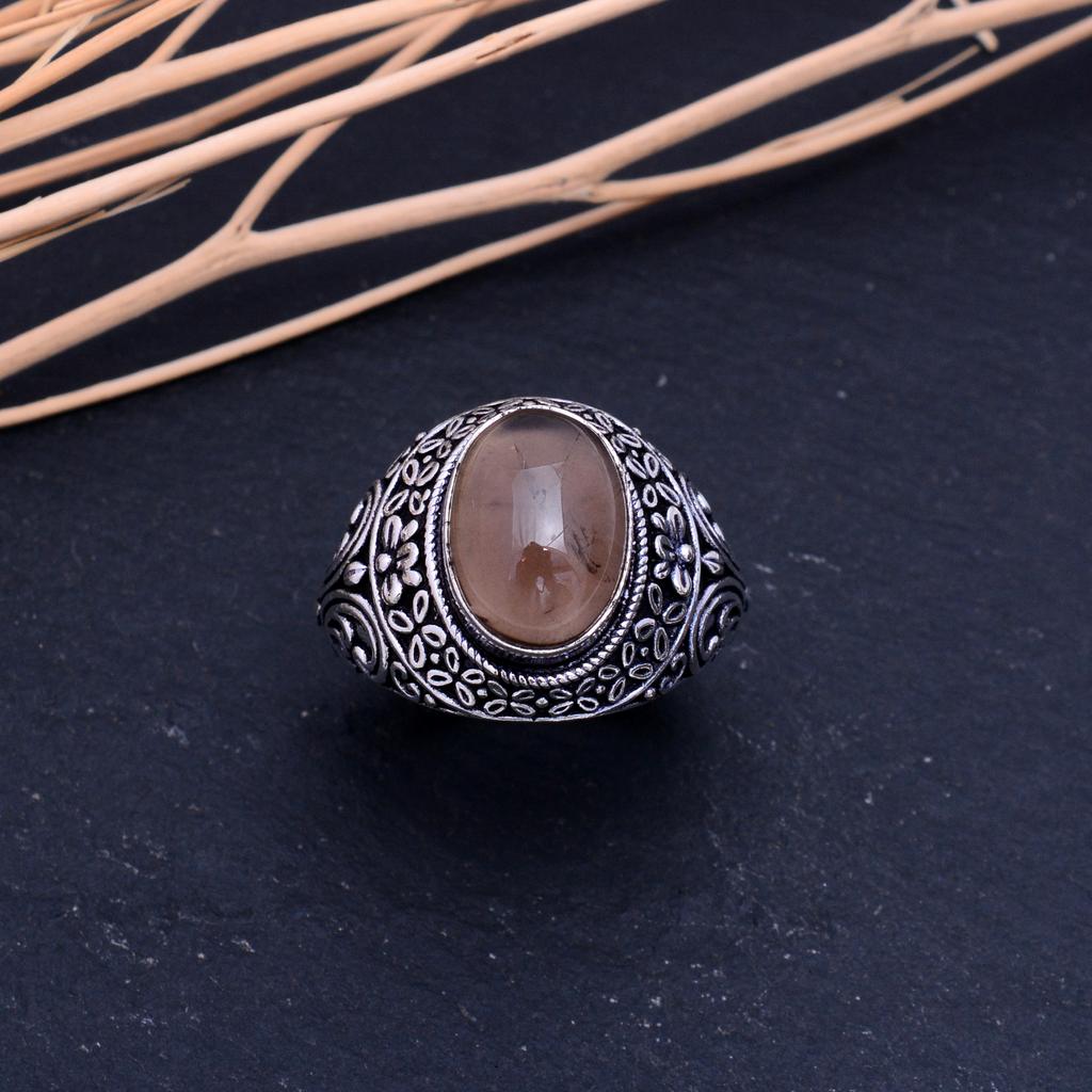 Дымчатый топаз Ручная работа 925 стерлинговое серебро Ювелирное кольцо Размер 9,75 g9h52