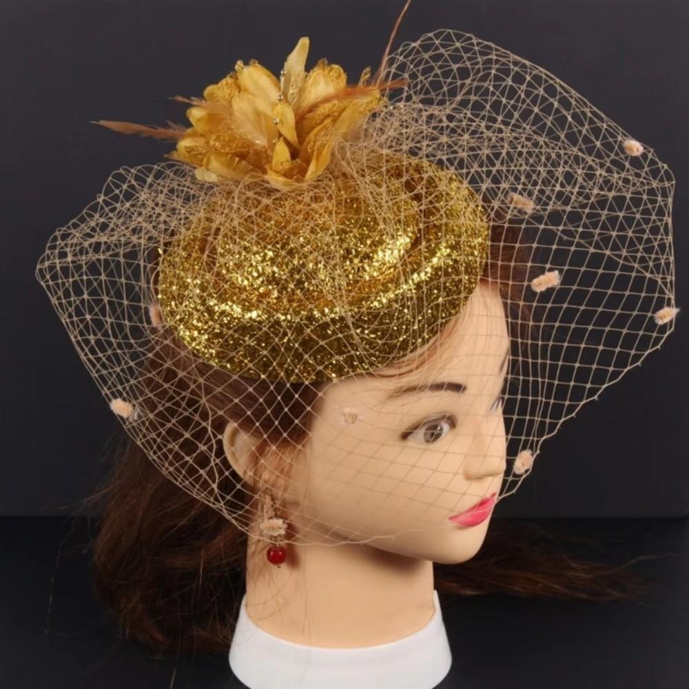 Wave Point Felt Fascinator Hat Solid Color Wedding Veil Hat Temperament Hair Clip Hat Girl