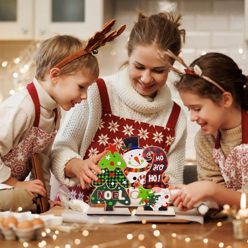 Рождественские деревянные украшения, креативные декоративные настольные украшения