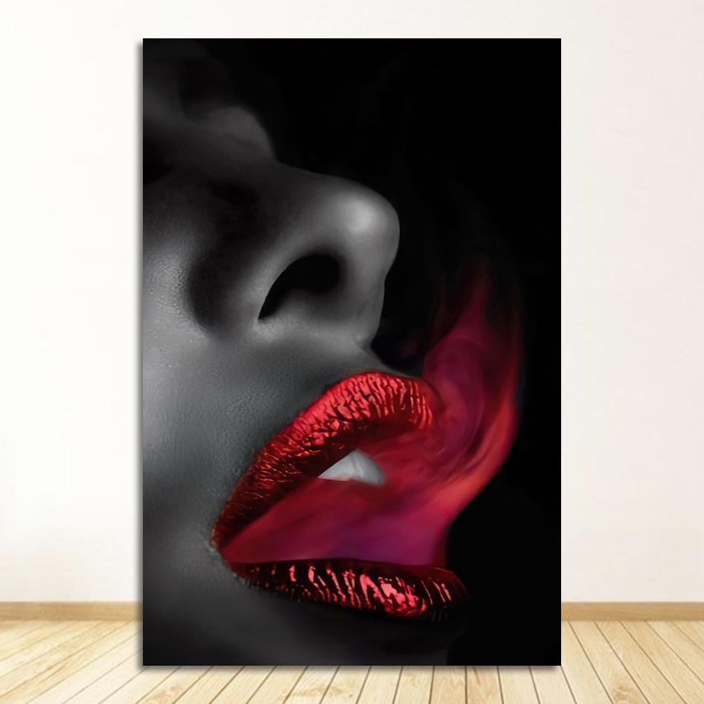 Painting Women Portrait Scandinavia Posters and Prints Wall Art Pictures For Living Room Sofa Black White Lip Cuadros Canvas