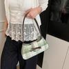 Bow Fashion 2025 New Women's Bag Trendy Personalized PU Leather Plaid Baguette Underarm Bag Casual Shoulder Women's Bag