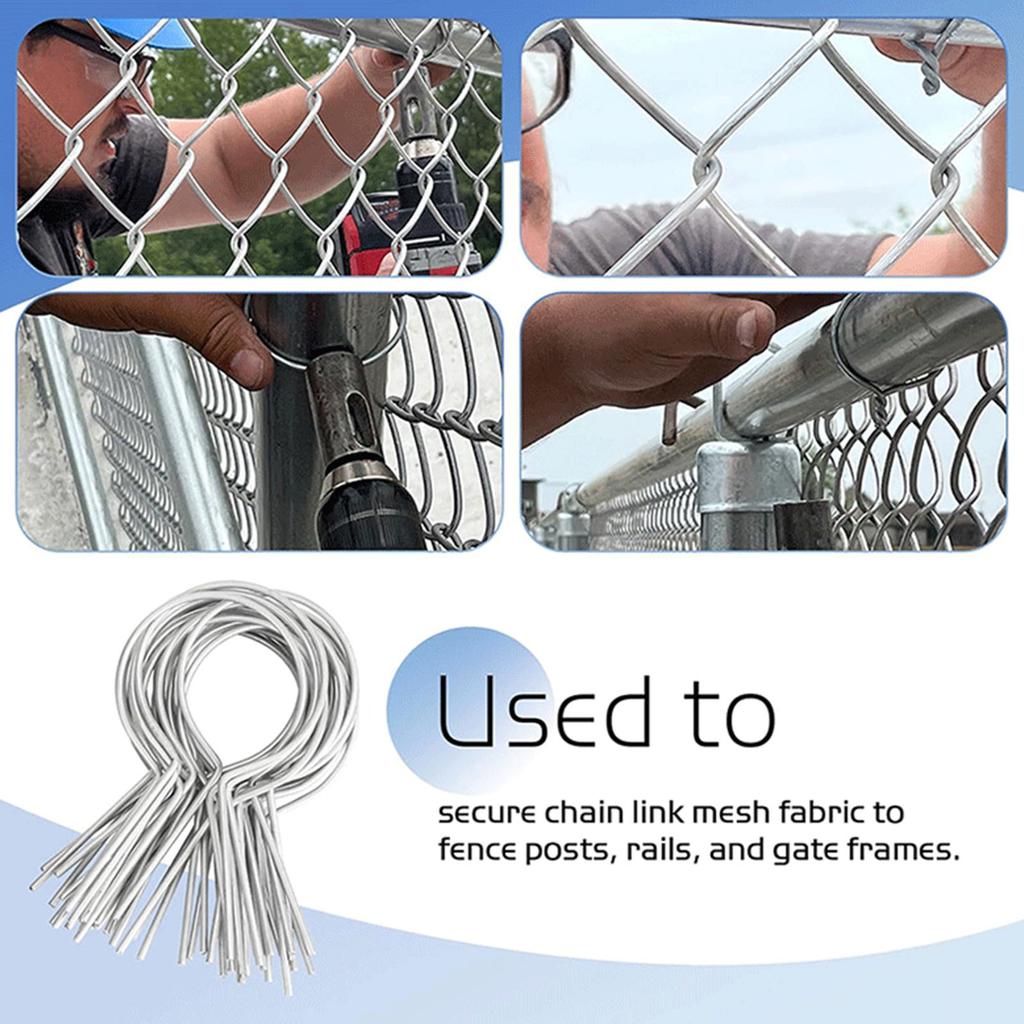100Pieces Multipurpose 11 Gauge Metal Chain Link Fence Tie Twists Accessory for Sturdy Farm and Garden Daily Casual Use