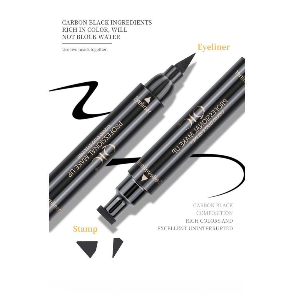 QIC Double -headed Seal Eyeliner, Waterproof Without Fainting Triangular Wing Tail Seal Eyeliner Pen