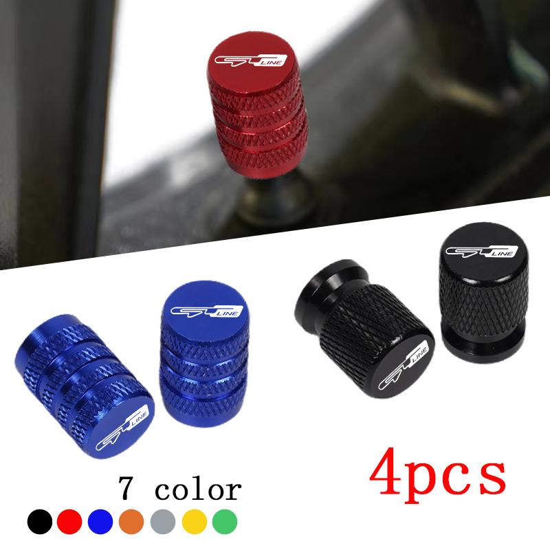AABJC1 4pcs Car CNC Aluminum Tire Valve Air Port Stem Cover Caps For Kia GT Line Sportage Ceed Picanto K5 K3 Stonic Accessories