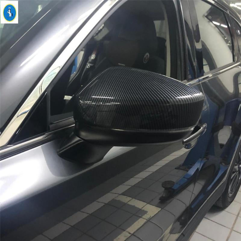 Auto Door Rearview Mirror Shell Cover Decor Cap Trim For Mazda CX-5 CX5 2017 - Chrome / Carbon Fiber Exterior Accessories