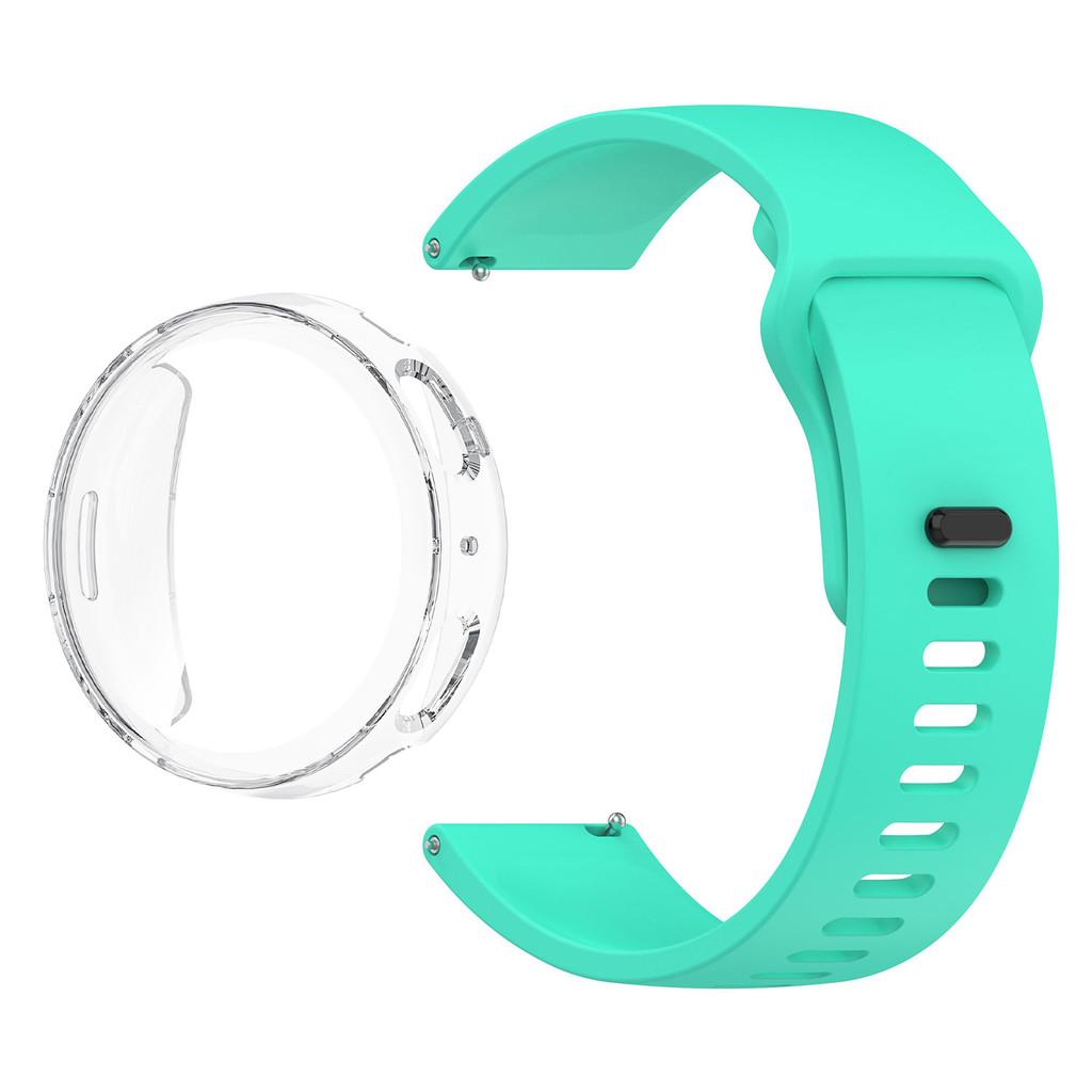 Smooth Silicone Watch Band & TPU Full Cover Soft Case for Amazfit Active Max Secure Buckle Sport Strap Set