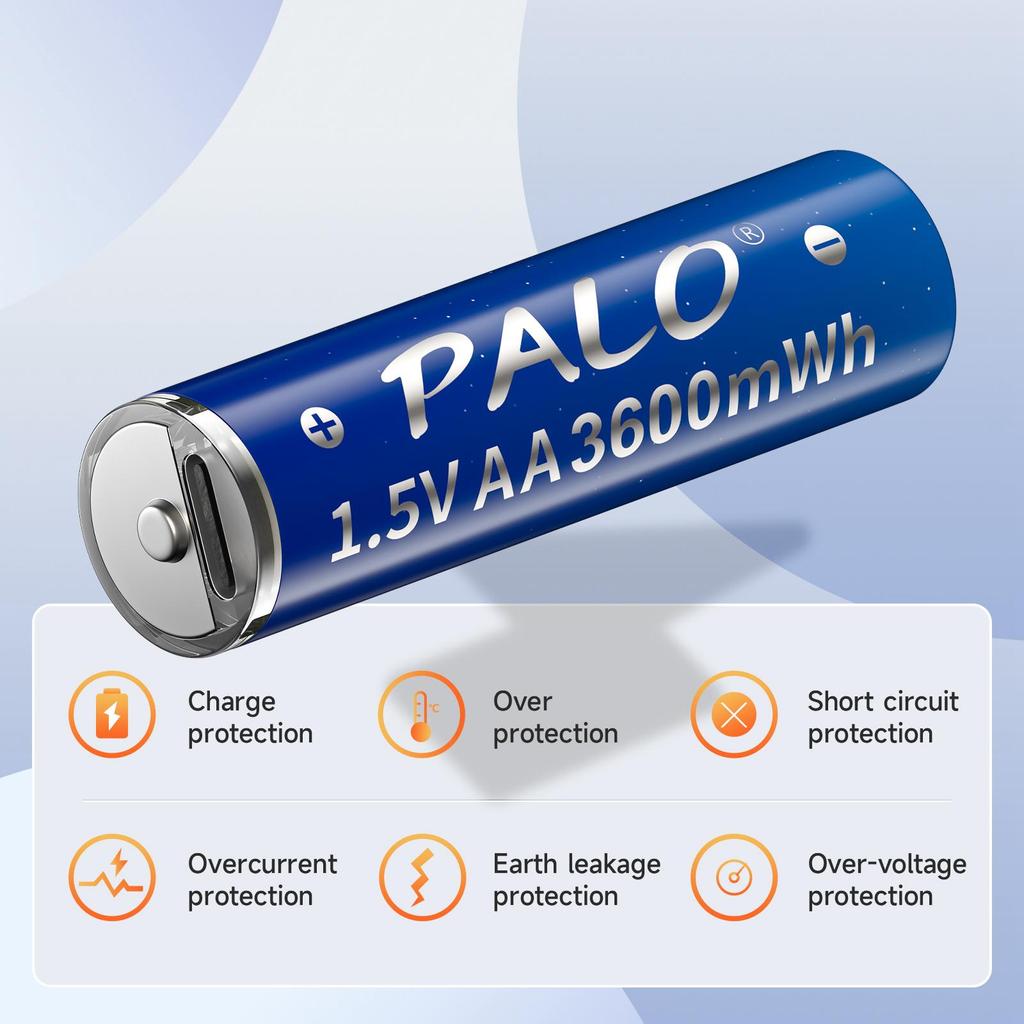 PALO 4/8/12/16/20/24 шт. 3600 мВтч 1,5 В AA USB перезаряжаемая литий-ионная батарея AA литиевые батареи для пульта дистанционного управления игрушечной мышью