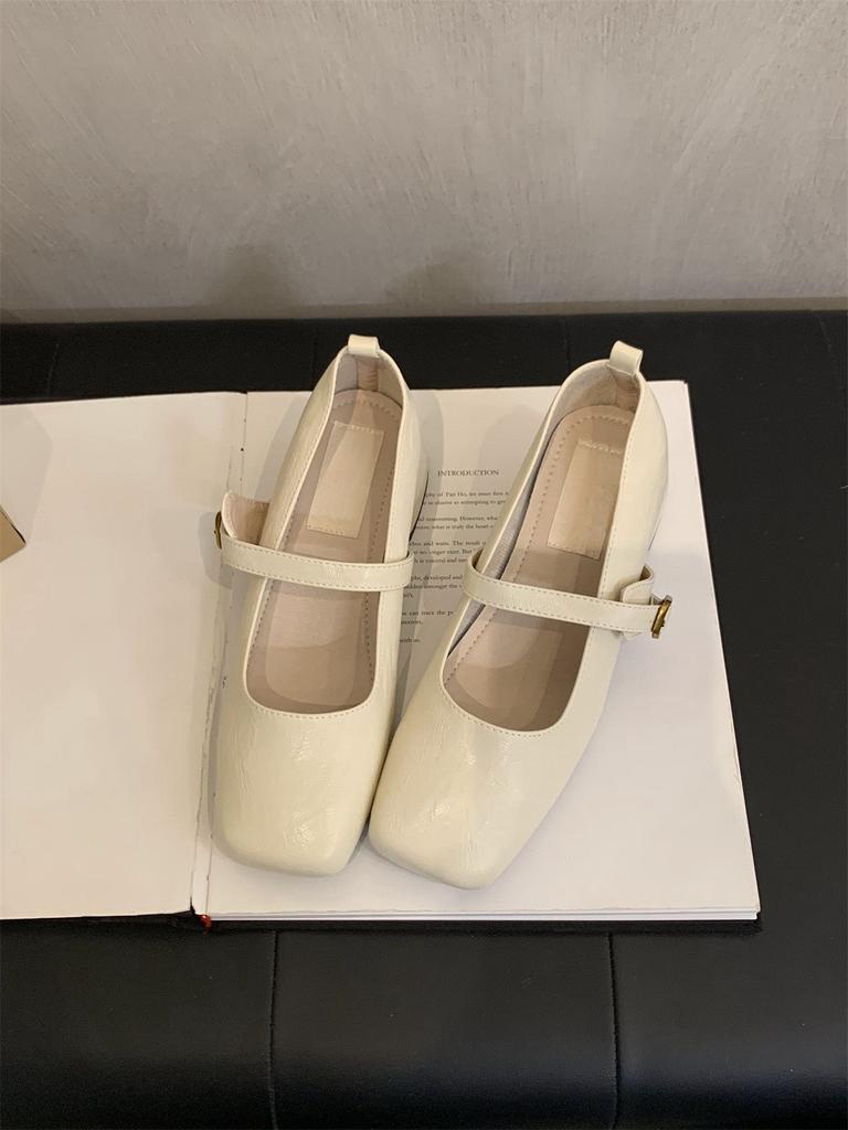 French Retro Square Head Shallow Mouth Single Shoes Women's Shoes 2024 New Spring and Autumn with Skirt Mary Jane Small Leather Shoes