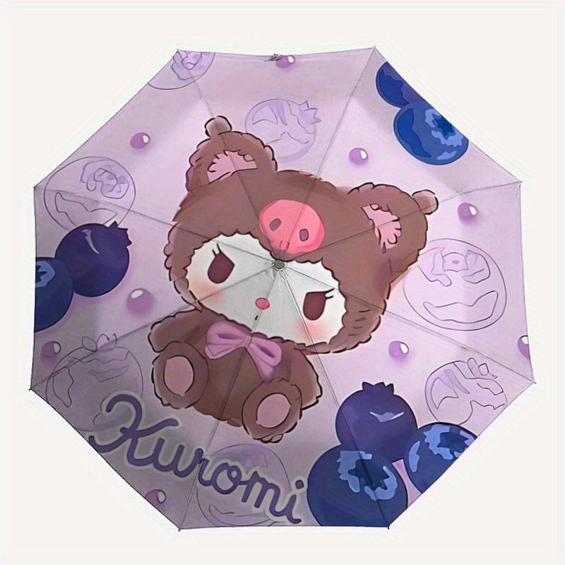 1pc Blueberry Kuromi Automatic Opening and Closing Umbrella - Small Umbrella Suitable for Various Occasions, Portable 3-Fold Small Umbrella for Men an