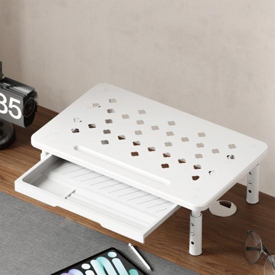 Подставка для монитора компьютера из холоднокатаной стали, вентилируемая подставка для монитора с ящиком, 3-уровневая регулировка высоты, для ноутбука