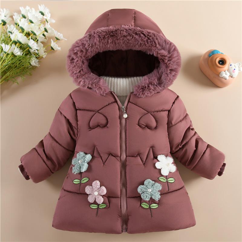 Baby Girls Padded Down Coats Hooded Cute Clothing Children Fashion Winter Thickened Jackets Kids Casual Cotton Parkas