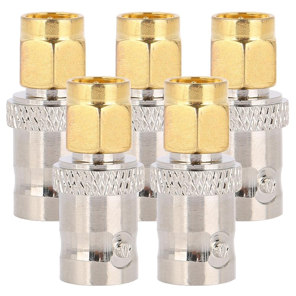 5PCS All Copper Radio Frequency Adapter SMA-BNC RF Adapter SMA Male Plug To BNC Female Jack