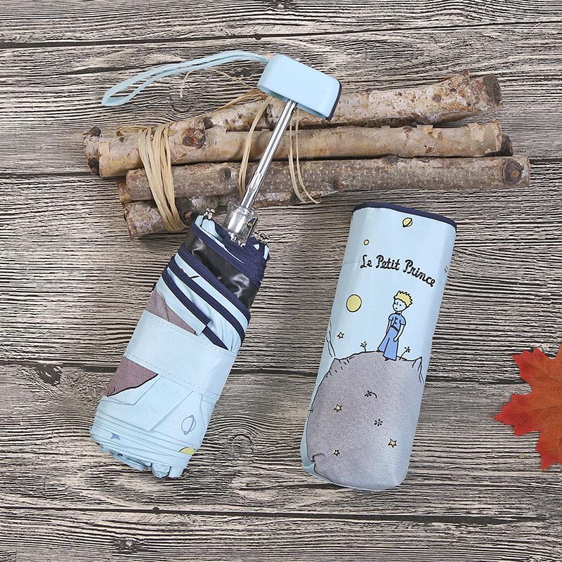 Folding Umbrellas Mini Little Prince Umbrella Rain Sun Female Sunny Parasol Pocket Girls Women Gift Umbrella Children's Kids