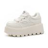 7cm 3 Inch Platform Sneakers for Women White Shoes Heel Comfortable Non Slip Genuine Leather Women Casual Shoes Walking