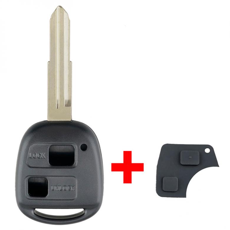 Car Key Fob Case Shell with TOY41 Uncut Blade and Rubber Button Pad Fit for Toyota Yaris