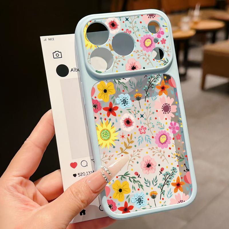 Чехол с ярким цветочным узором для iPhone 17 Pro Max Для iPhone 16 15 14 13 Pro Max Роскошный Гибридный TPU+PC Прозрачная задняя панель Жесткая крышка