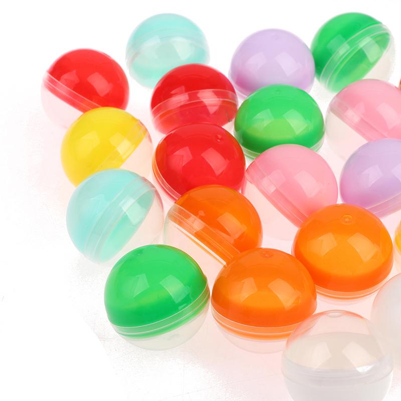 100Pcs Plastic Empty Toy Vending Capsules Half Clear Half Color Round Ball