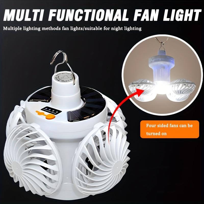 Солнечный вентилятор для кемпинга, Светильник с потолочным вентилятором, USB перезаряжаемый портативный электрический вентилятор, Подвесной ручной светильник с регулируемой скоростью, 3 цвета, Палатка,
