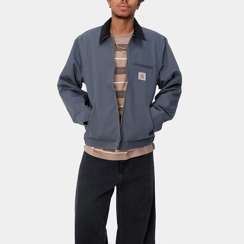 Carhartt WIP Detroit Jacket Zeus Classic Color Block Logo Zip Loose Fit Long Sleeve Detroit Work Jacket Men jackets Blue I032940-1YM-01