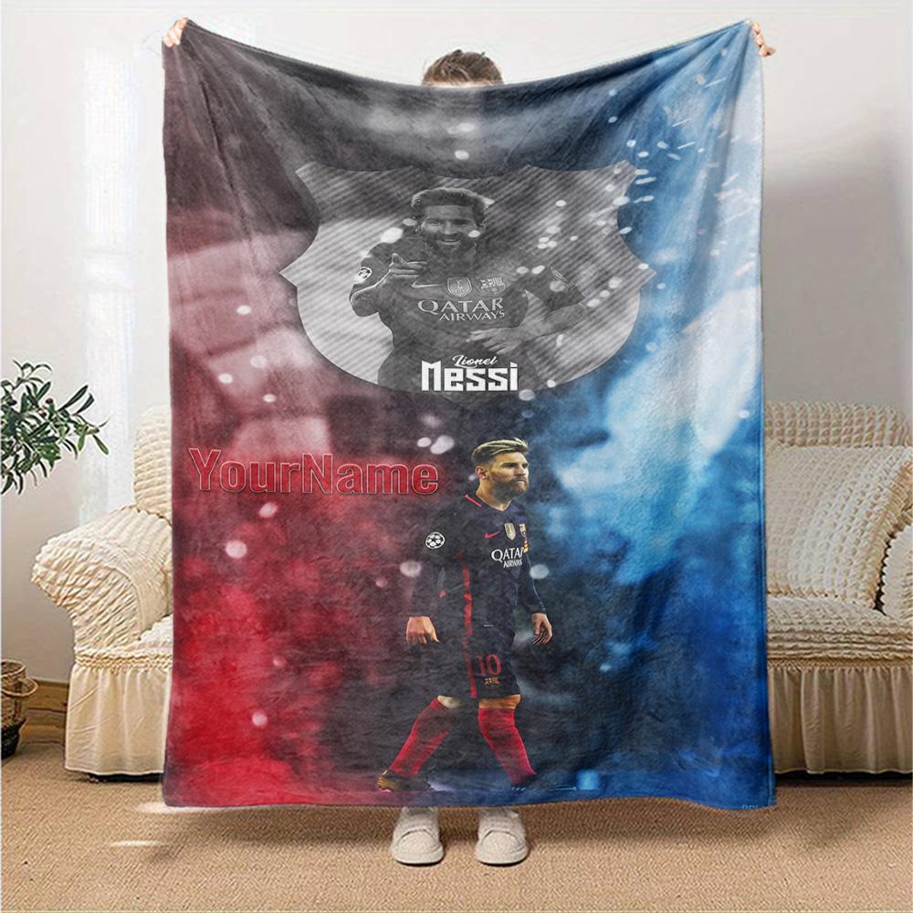 Messi Customize Text Blanket Gift Customizable Blanket Warmthful Decor Suitable for Sofa Couch Office Bed for All Occasions Gifts For Family Or Friend