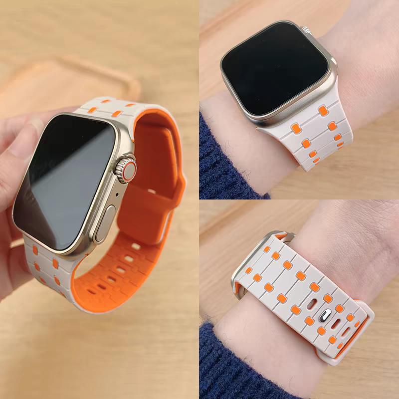 Силиконовый ремешок Для Apple watch Ремешок 45мм 41мм 44мм 49мм 40мм 38 42мм 46мм браслет correa iwatch Серия 10 9 8 7 6 5 3 SE Ultra