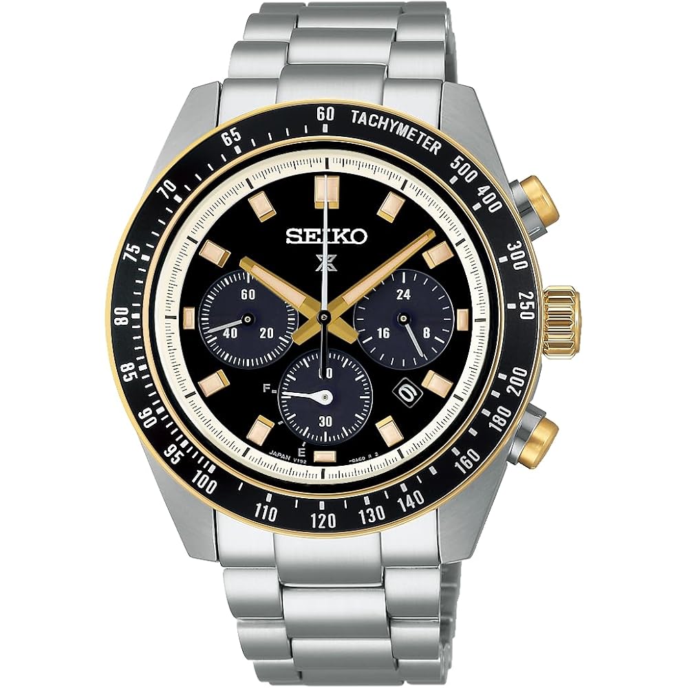 Мужские солнечные часы Seiko Prospex SBDL109 Черный Золотой Хронограф Тахиметр Нержавеющая Сталь