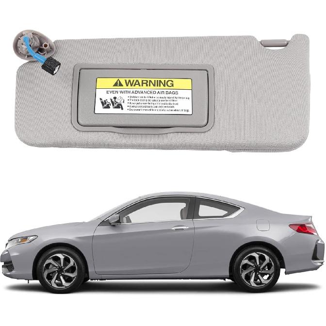 Dasbecan Gray Left Driver Side Sun Visor With Light Compatible With Honda Accord 2008-2017 Replaces# 83280-TA5-A51ZA 83280-TA5-A71ZA