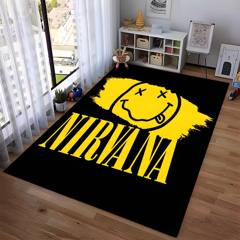 Nirvana Logo Yellow Art Rug Non-slip rug suitable for living room and bedroom sofas