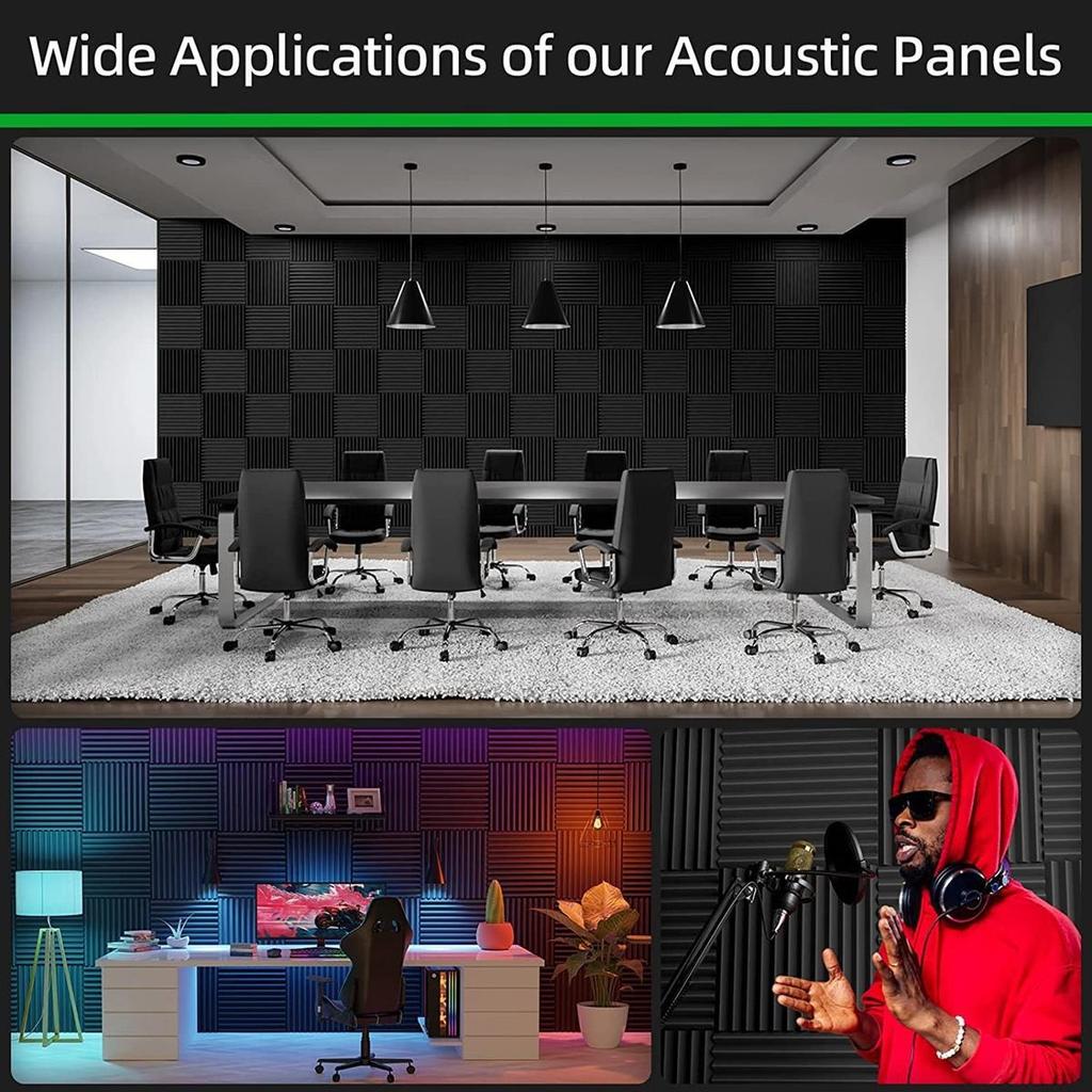 12 шт./упак. улучшенная 12"x12"x1" самоклеящаяся акустическая пена клиновидная панель плитка студийная звуковая пена настенная накладка звукоизоляционная обработка комнаты