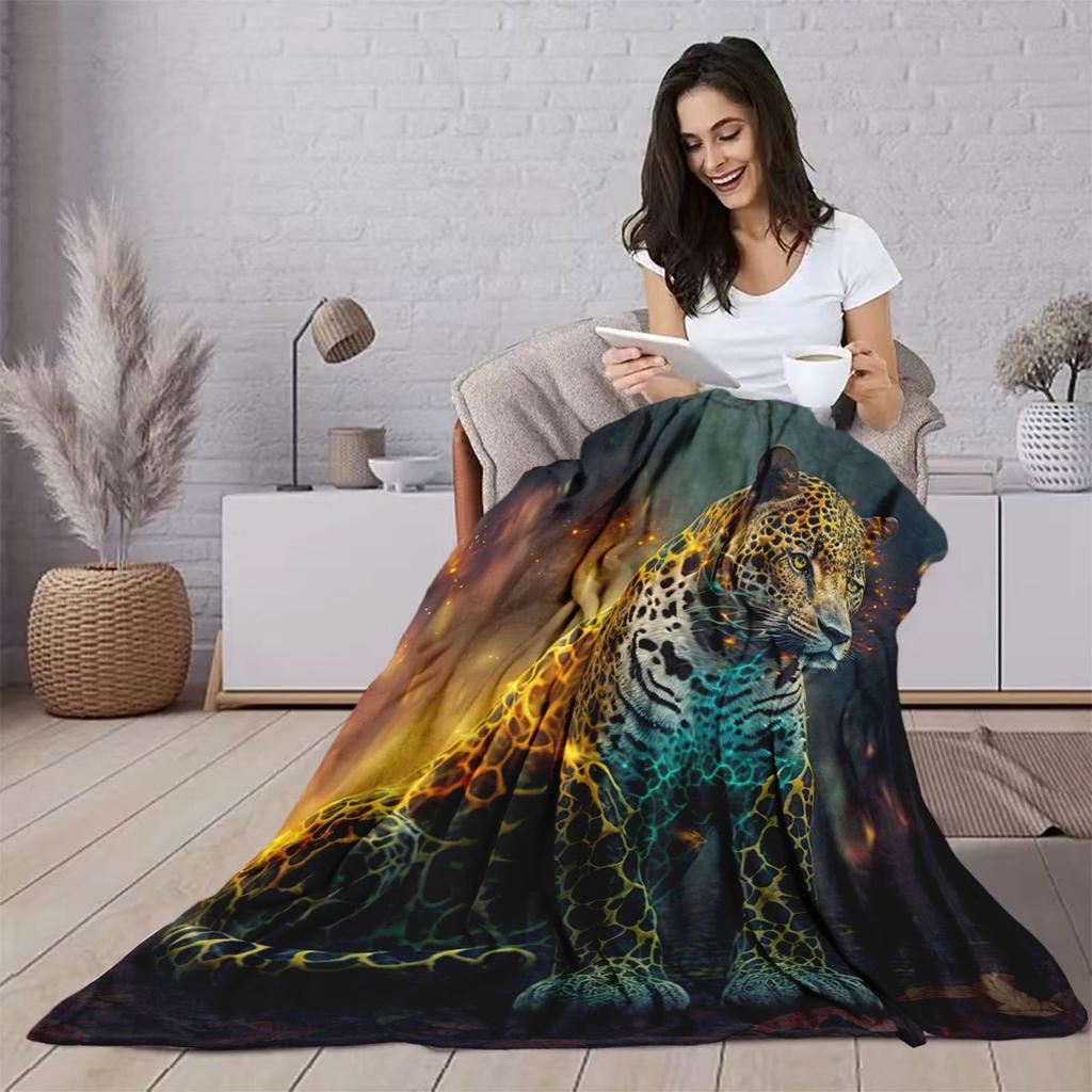 3D одеяло с леопардовым принтом, подходит для гостиной, спальни, офиса и домашнего декора - универсальный декор для праздников и дней рождения