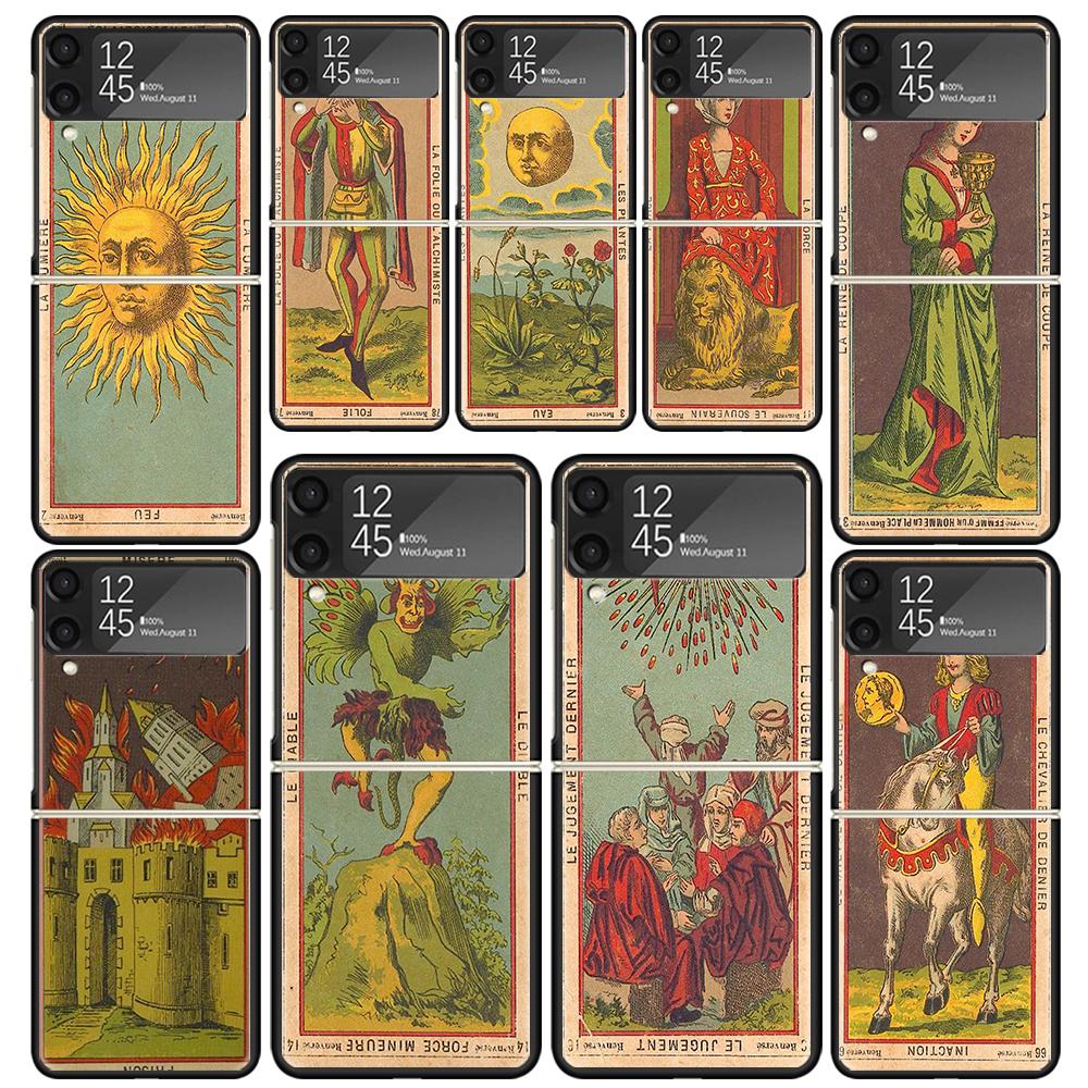 Tarot Cards Reading Art Cases For Samsung Galaxy Z Flip 4 5 6 7 3 Z Flip7 Flip6 Flip4 Flip5 Flip3 5G Hard Shockproof Fundas Cove