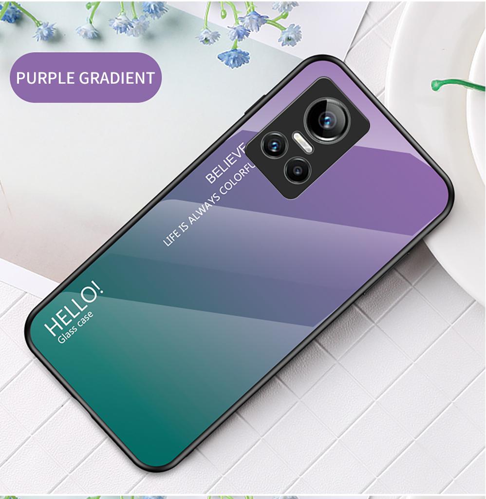 Для Realme 7 8 9 Pro + Narzo 30 50A 50i 50 Pro C11 C21 C15 GT Neo2 3 3T C31 4G 5G чехол с градиентом Aurora из закаленного стекла, мягкая рамка, задняя крышка, чехол для телефона