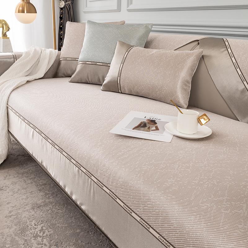 Доступная роскошная стильная подушка для дивана из ледяного шелка, летний коврик, простой современный нескользящий кожаный чехол для дивана, подушка