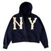 Unisex NY Letter Printed Embroidery Hoodies Zip Up Hooded Jacket Casual Hip Hop Streetwear Jacket Zipper Hooded Sweatshirt