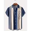 New Summer Outdoor Casual Men's Short-sleeved Shirt, Striped Printed Men's Shirt, Street Daily Fashion Men's Short-sleeved Shirt