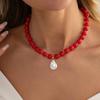Salircon Fashion Y2K Boho Round Acrylic Colorful Beaded Choker Necklace Women Baroque Irregular Imitation Pearl Pendant Jewelry