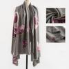 2024 New Retro Ethnic Style Scarf Women'S Winter Imitation Cashmere Scarf Warm Flower Shawl Anti Cold Scarf
