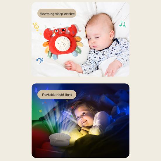 Мягкая игрушка-краб с музыкальным проектором, зеркалом, интерактивная музыкальная шкатулка в виде краба для новорожденных, ранняя развивающая игрушка в виде животного для малышей, мальчиков и девочек, подарок