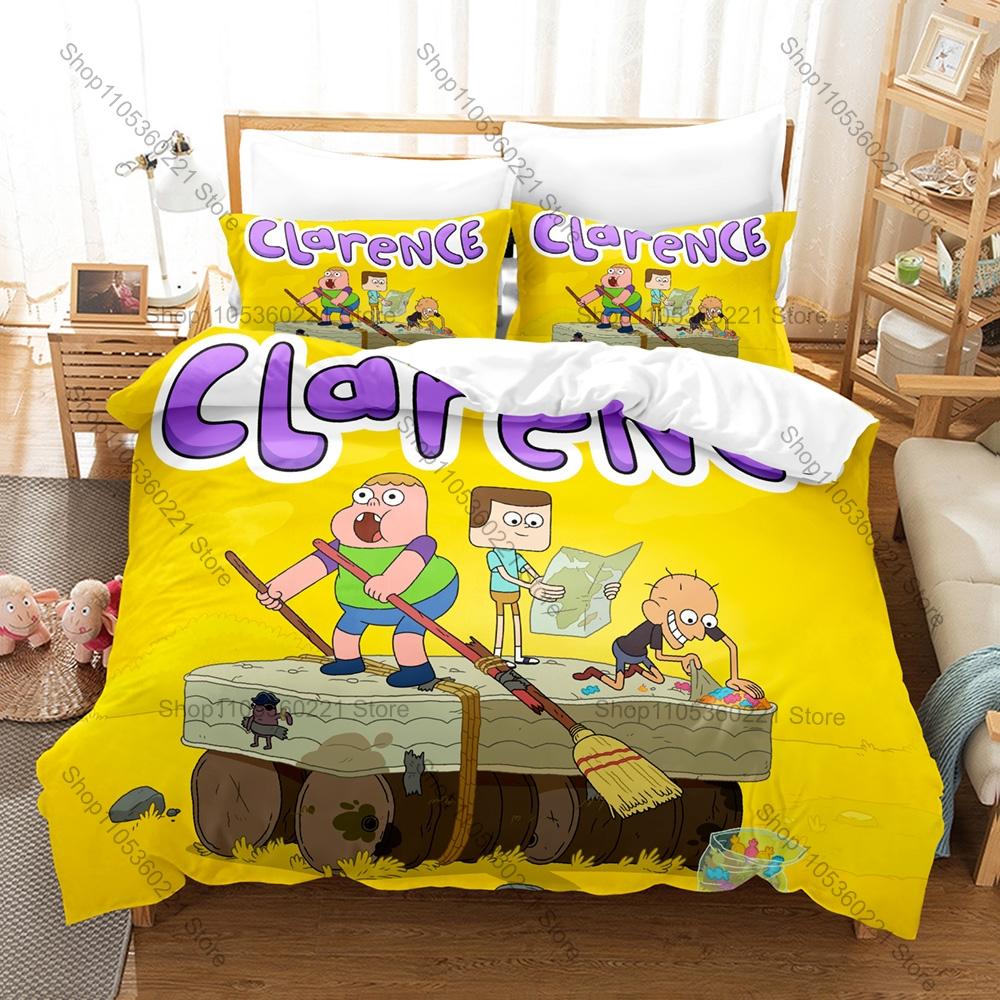 Sumo Clarence Jeff Retro Cartoon Typography Duvet Cover Set 3PCS Bedding With 2 Pillowcases Slice Of Life Text Art Home Decor
